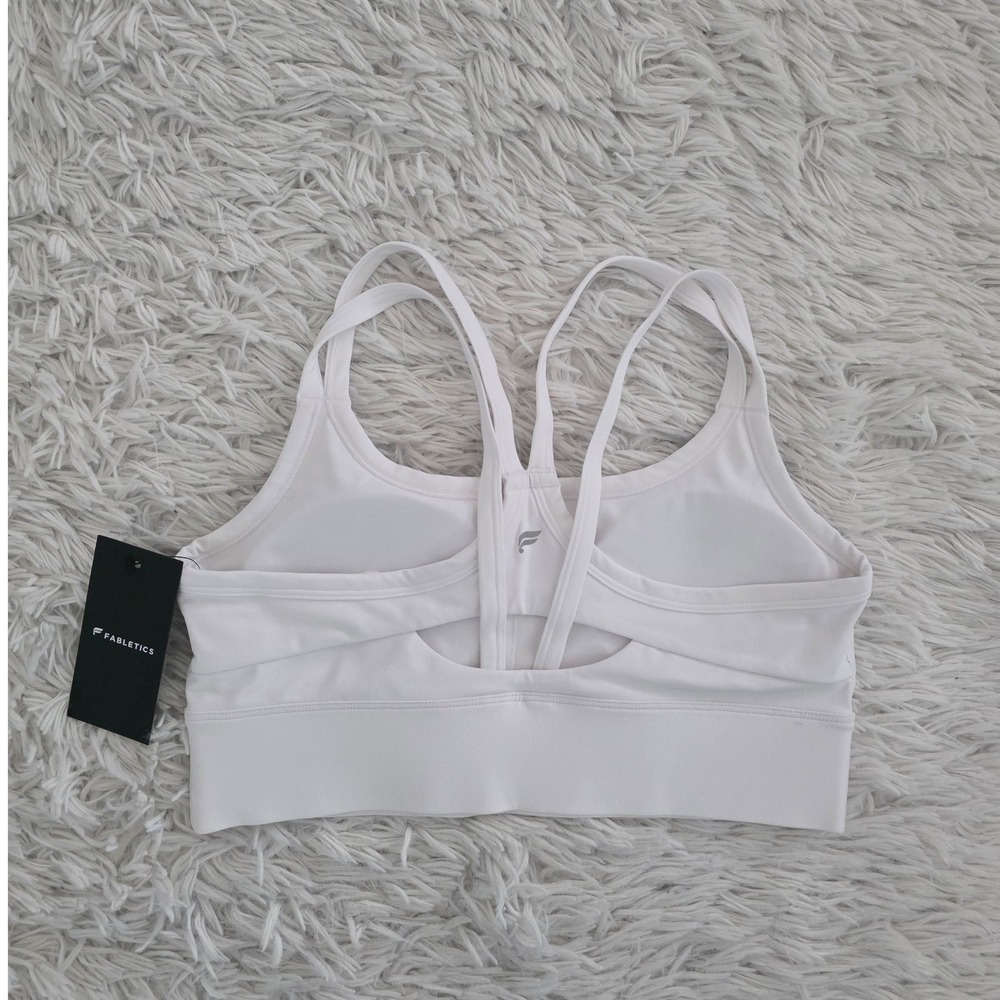 Fabletics White Multi-Strap Racerback Sports Bra Small Medium Impact NWT - Picture 2 of 5